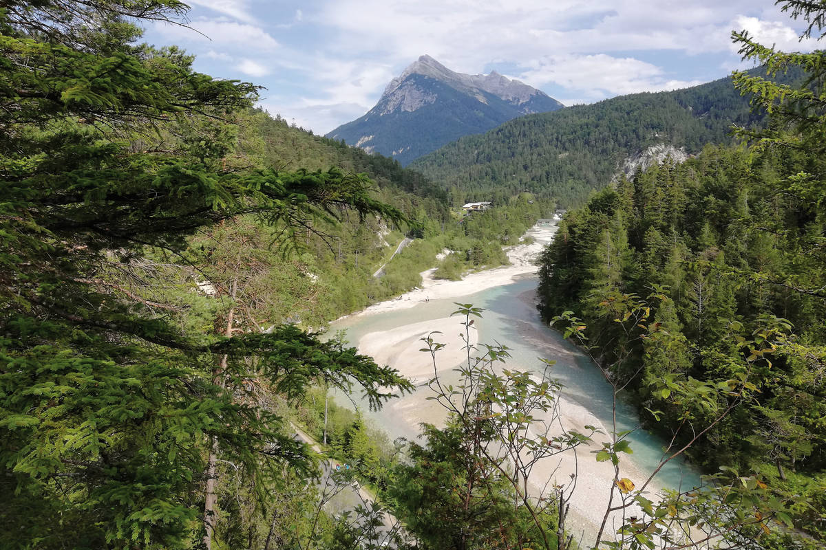 Aussicht auf die junge Isar, welche nur wenige hundert Meter weiter oben entspringt.