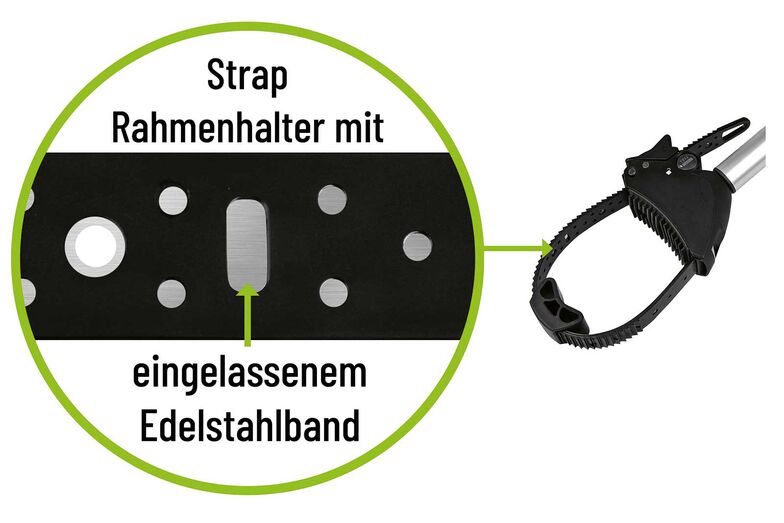 Strap-Rahmenhalter für U-Bügelrohre.